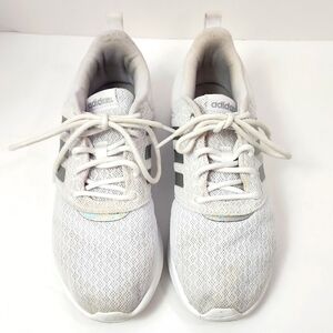 Adidas Women's White Classic Cloudfoam Lace Up Running Comfy Sneakers, sz 7.5